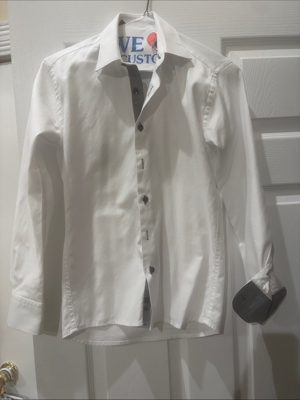 RAGAZZA White Button-Down Shirt with Dark Contrast Trim